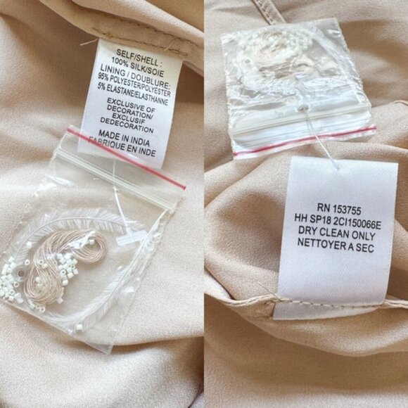 HAUTE HIPPIE • Winds of Change Beaded Feather Silk Slip Dress in Buff - Picture 14 of 16